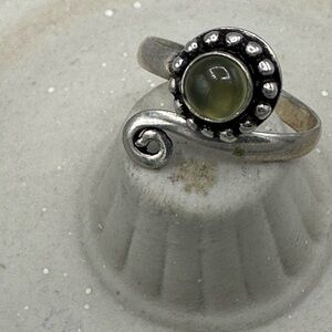 Artisan Silver Ring with Green Stone
